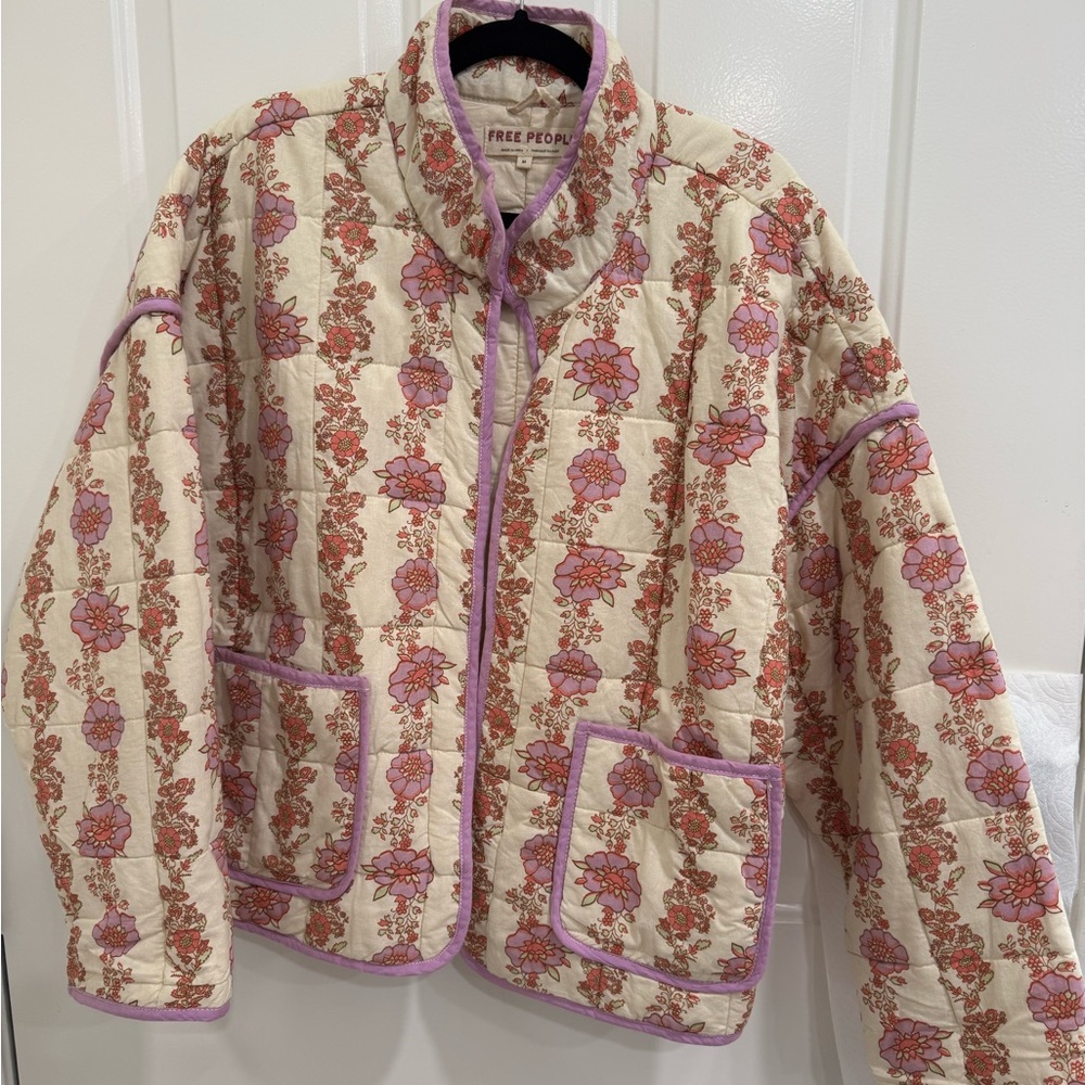 Free People Women's  Floral-Print Cropped Puffer Jacket